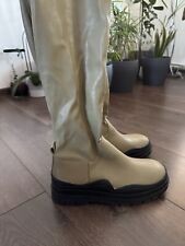 Topshop over knee leather style boots in olive UK 7 new with tags