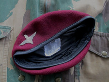 genuine PARACHUTE REGIMENT AIRBORNE MAROON BERET leather band SHAPED used 58cm M