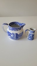 Spode large and small milk jug Blue Italian England Vintage