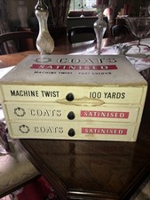 VINTAGE DRAWER BOX COATS SATINISED MACHINE TWIST ADVERTISING HABERDASHERY