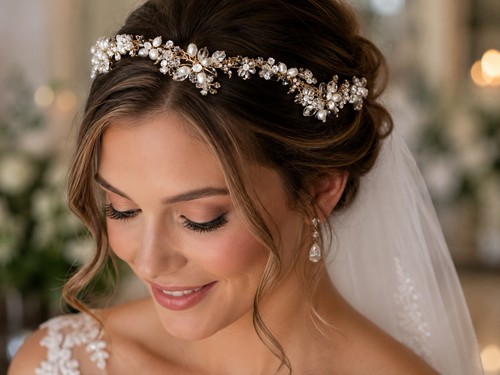 Gold wedding tiara - gold,