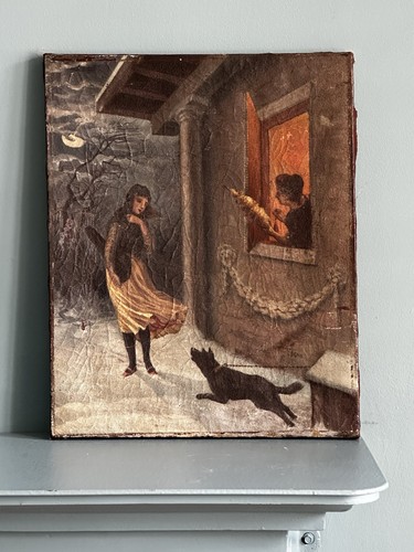 Antique oil painting canvas - antique,
