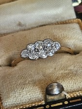 18ct gold ring Edwardian old cut diamonds sz N 1/2