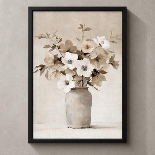 Neutral floral vase - vase, art
