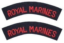 British Army ROYAL MARINES Shoulder Titles Flashes - WW2 Repro Uniform Patches