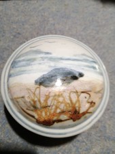 Beautiful Highland Stoneware lidded trinket box handmade & hand painted Scottish