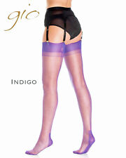 Gio Fully Fashioned Stockings Ltd Ed - INDIGO - All Sizes & Heelstyles Nylonz