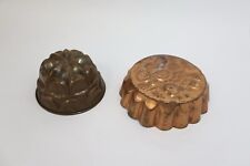 2 Vintage Copper  Moulds Terrine Jelly Mousse Fruit Bundt Tin