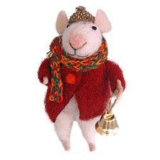 Originals Felt Mouse With Bell and Acorn Hat Novelty Christmas Tree Decoration