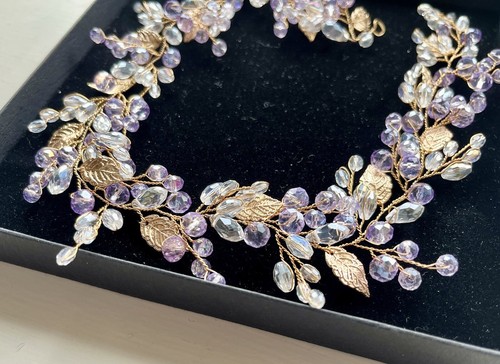 Pink lilac crystal and gold - pink,