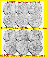 Isle Of Man coin 50p 2021 Alice Wonderland Looking Glass Hare Queen Rabbit Dee