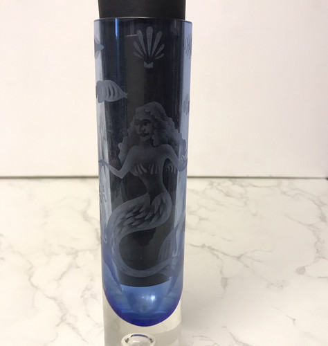 Art glass etched blue - art,