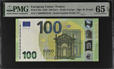 GEM UNC 100 Euro France 1 printer code 2019 Draghi P24u U002A1 PMG 65EPQ