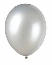 12" Pearlised Latex Shimmering Silver Balloons, Pack of 8