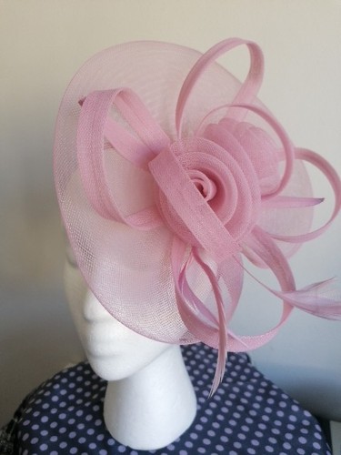 Dusky pink fascinator with - dusky,