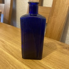 Vintage Cobalt Poison Bottle Small Blue Poison Ribbed Bottle no 4 on base 