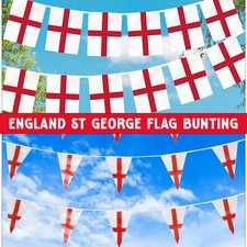 England Flag Bunting St George Cross 10M Party Banner 25/30 Flags Outdoor Decor