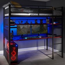 X Rocker Icarus XL High Sleeper Bed with Gaming Desk Black Kid's Bedroom