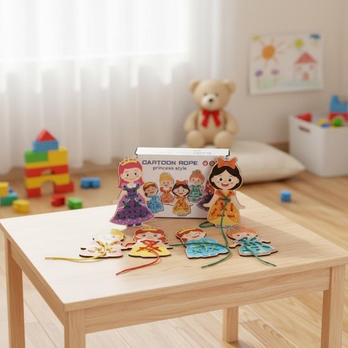 Rope threading game safe wood - game,