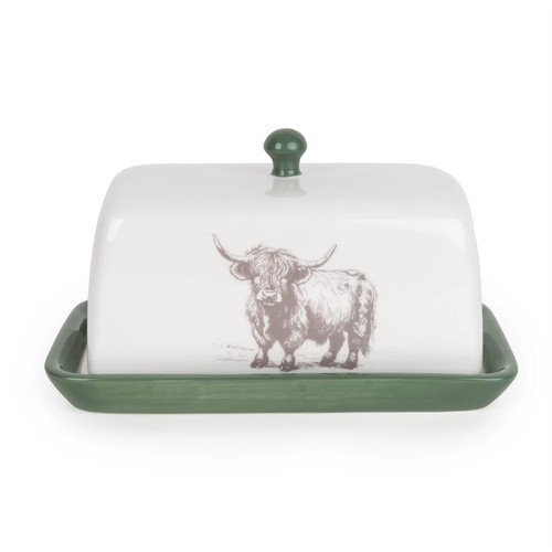 Highland cow butter dish - highland, 19cm