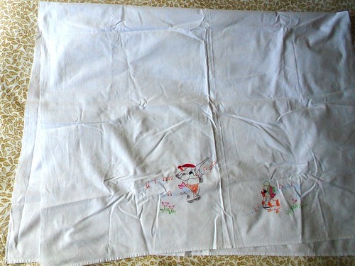 Vintage cotton embroidered cot - cotton,