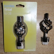 Kimlos B&Q GoodHome finials for 28mm curtain poles black nickel