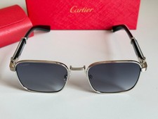 CARTIER Buffs Silvery-Gray Buffalo Horn Premiere Sunglasses
