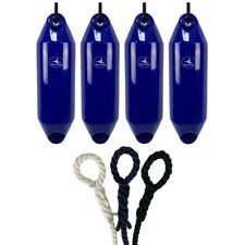 4 x Hurricane Boat Fenders PM02 Sea Blue 48x12cm + Free Spliced Rope UK