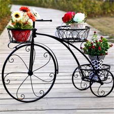Wisfor 3 Tiers Bicycle Plant Stand Wrought Iron Planter Garden Flower Pot Basket