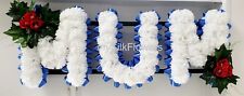 MUM Artificial Silk Funeral Flowers Any 3 Letter Name Tribute Wreath NAN DAD SON