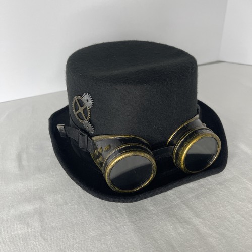 Steampunk black top hat - black,