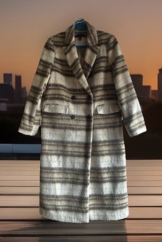 Long coat checked fluffy - long,