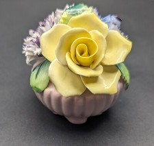 Radnor Bone China England Flower Basket Bouquet Figurine Hand Paint Cottage Core