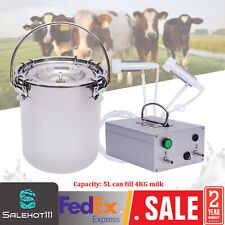 5L Portable Electric Dual Head Sheep Goat Milking Machine Cow Milker Vacuum Pump