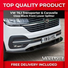 FITS VW TRANSPORTER T6.1 FRONT LOWER ABS GLOSS BLACK SPLITTER SPOILER BUMPER LIP