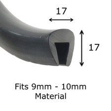 Jumbo 9-10mm Rubber U Shape Channel Edging Trim Seal Priced Per Metre