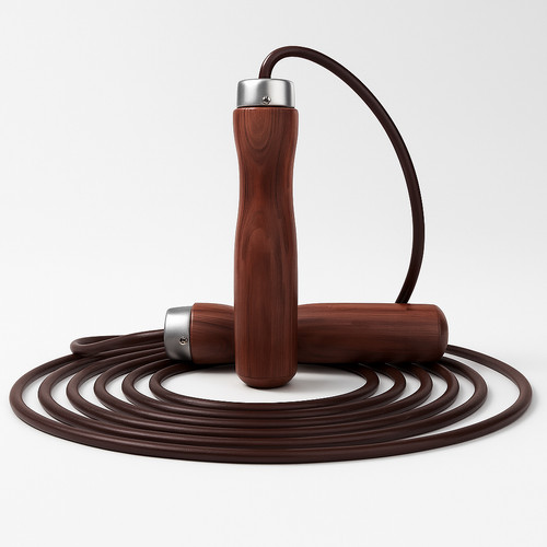 Leather jump rope 9ft wooden - rope,