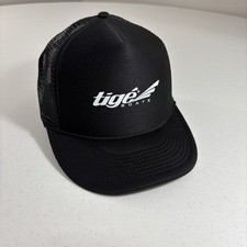 Tige Wake Boats Logo Cobra Foam Trucker Hat Black Snapback Mesh Corded Cap EUC!