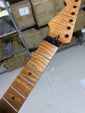 Reverse headstock 22 frets Floyd lack nut Roasted flame Maple guitar neck 25.5