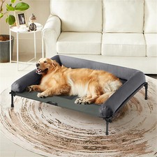 Large Raised Dog Bed Washable Bolster Pet Puppy Cot Outdoor with Breathable Mesh