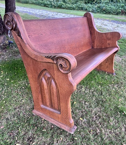 Antique oak church pew - church,