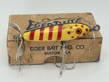 Vintage Eger Bait Lure Dillinger Wooden Fishing Lure Topwater Orig Box See Pics