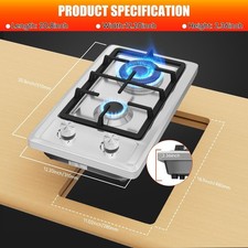 VELPAX 2 burner gas hob LPG 51cm x 31cm