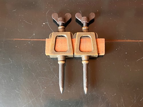 Antique pair brass iron - antique, /