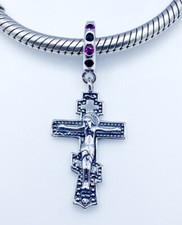 Jesus Crucifix Dangle Charm Cross Religious Genuine 925 Sterling Silver 💖