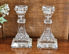 EXC. WATERFORD crystal "LISMORE" PAIR of 6" CANDLESTICKS - LOOK UNUSED