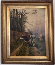 Antique large oil painting