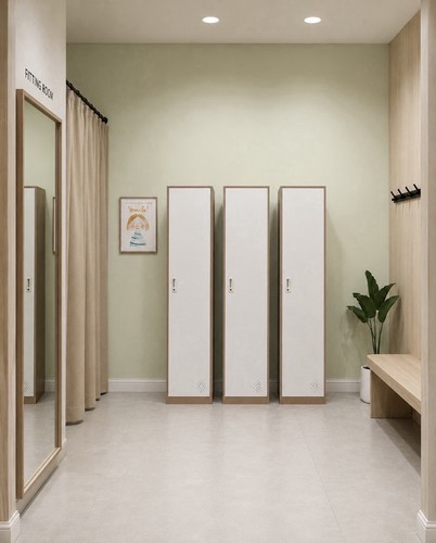Set white brown locker - of,