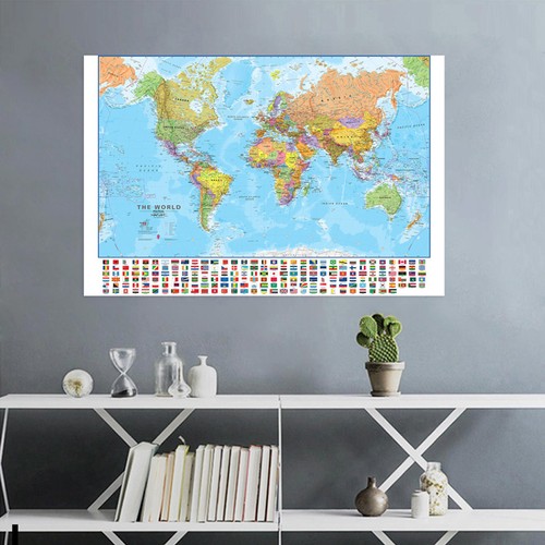 World map with flags - world, canvas