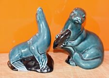 Poole Pottery Blue Glazed Hollow cast Sealion 12 cms high & Otter
